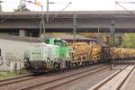 BR 4185 002-7 D-NXRL von NexRail mit einem Bauzug bei der Durchfahrt HH-Harburg Richtung Abstellung Hamburg-Harburg.