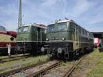 E40 128 (140 128) und E50 091 (150 091) beim Sommerfest DB Museum Koblenz.