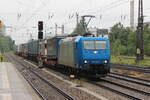 BR 185 519-6 mit KLV-Zug durch M-Heimeranplatz Richtung Süden. 26.Juli 2025