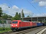 BR 185 313-4 + BR 185 295-3 mit Schttgutwagen bei der Durchfahrt HH-Harburg.