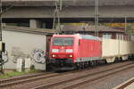 BR 185 072-6 D-DB mit Containern durch HH-Harburg Richtung Maschen / Buchholz.