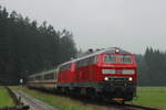 BR 218 415-8 + 218 416-6 mit (IC 2012 Oberstdorf -> Dortmund Hbf) in Richtung Fischen.  26.Juli 2025 in Langenwang(Schwab)
