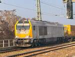 BR 263 004-4 von Voith Turbo mit einen Bauzug bei der Durchfahrt MG-Neustadt in Richtung MG Hbf.