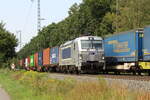 BR 383 414-0 CZ-MT mit einem Containerzug bei der Durchfahrt Weddel (b.Braunschweig) Richtung Magdeburg/Wolfsburg.
